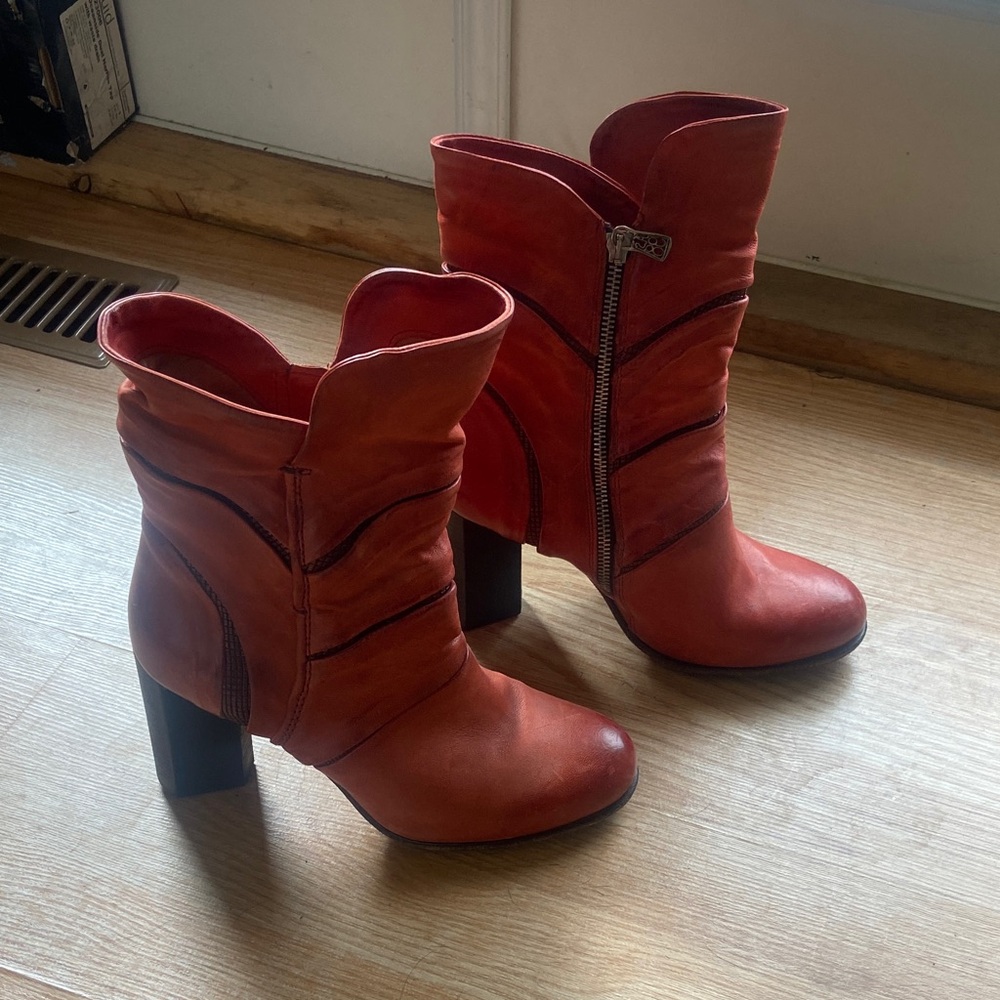 Stylish AS98 Red Ankle Boots